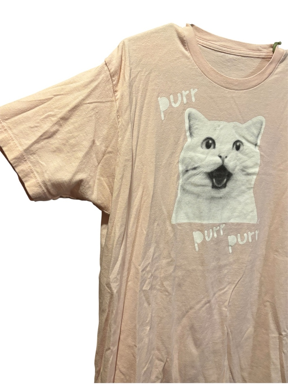 Cat Lady pink graphic tee white cat purr Large
